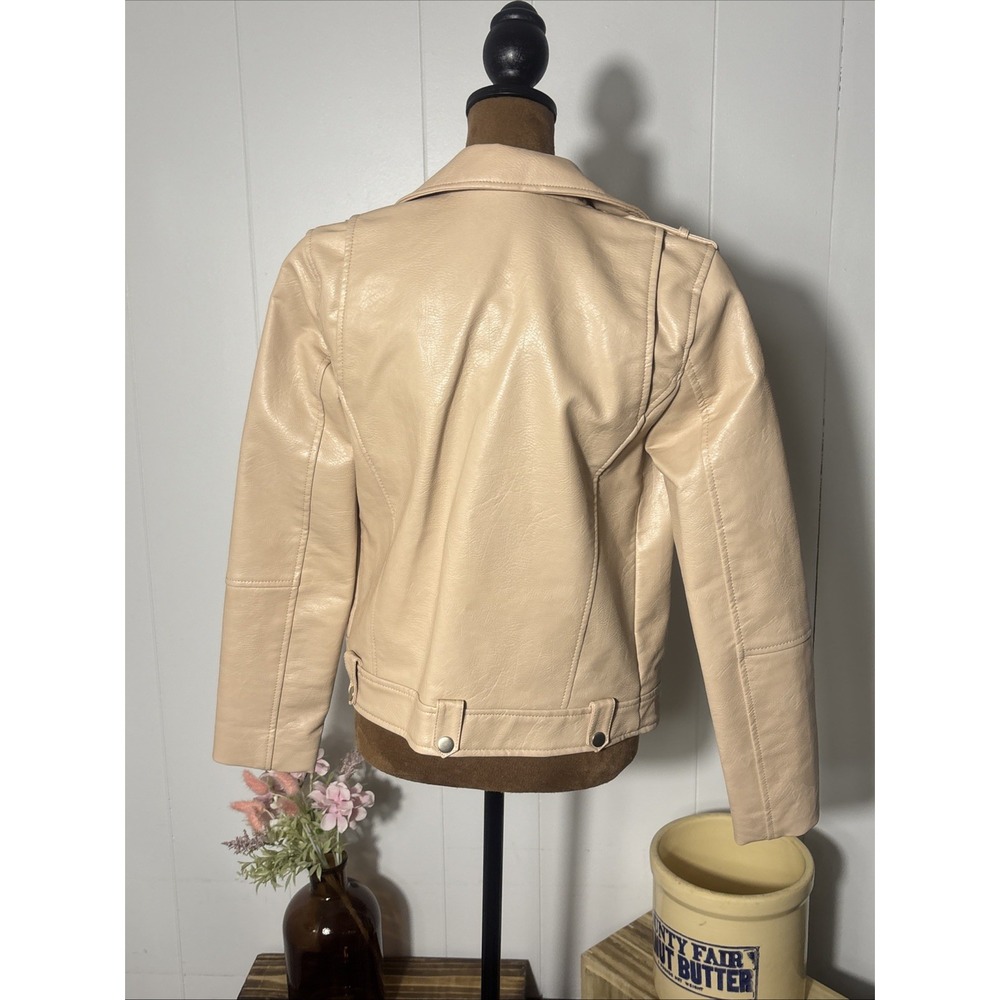 Zara Girls Size 13/14 Baby Pink Faux Leather Biker Motorcycle Jacket Stylish - Picture 11 of 14